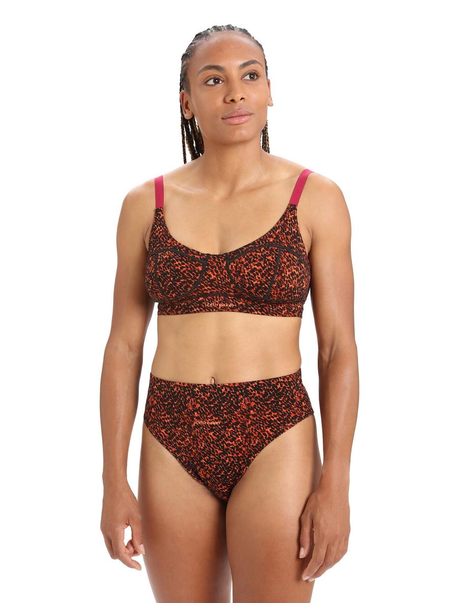 Black / Cherry Women\'s Icebreaker Merino Queens Clasp Bra One Piece & Sets | USA 1733NWYB